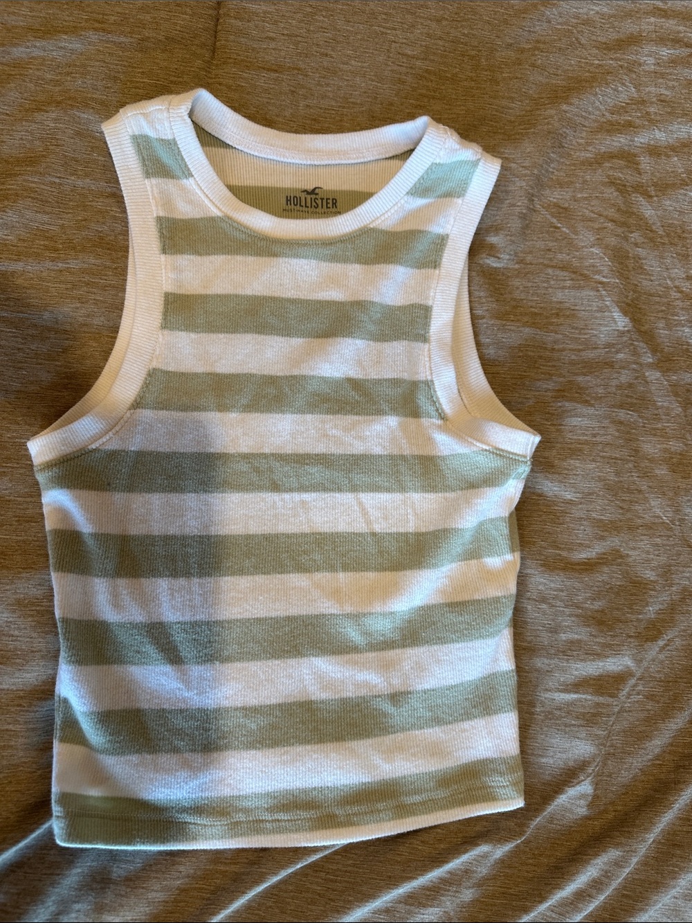 Hollister Celery Green & White Striped Tank